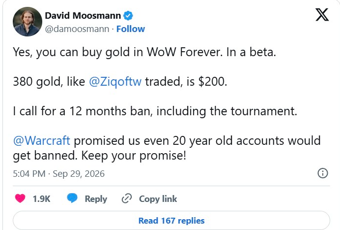Blizzard Is Already Cracking Down on Real-Money Trading in World of Warcraft: Forever Beta